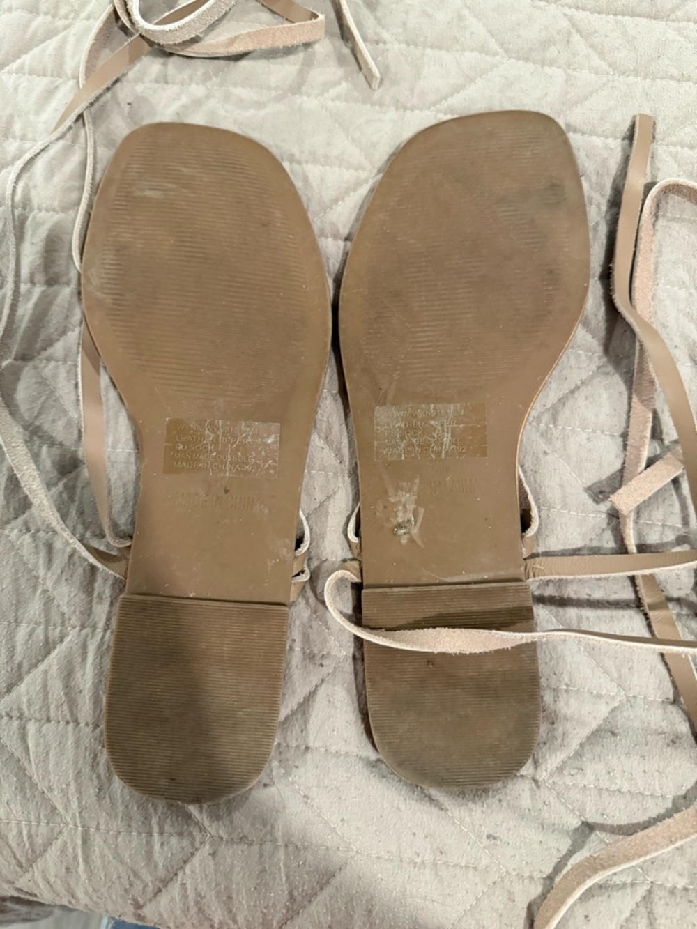 Steve Madden Beige Lace-Up Flat Sandals - Picture 4 of 5
